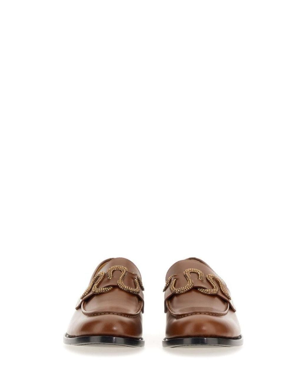 Rene Caovilla Brown Slip On Loafers