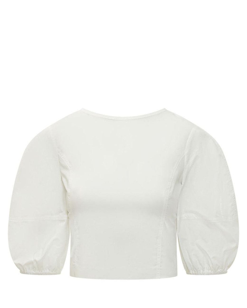 Pinko White Solid Round Neck Top