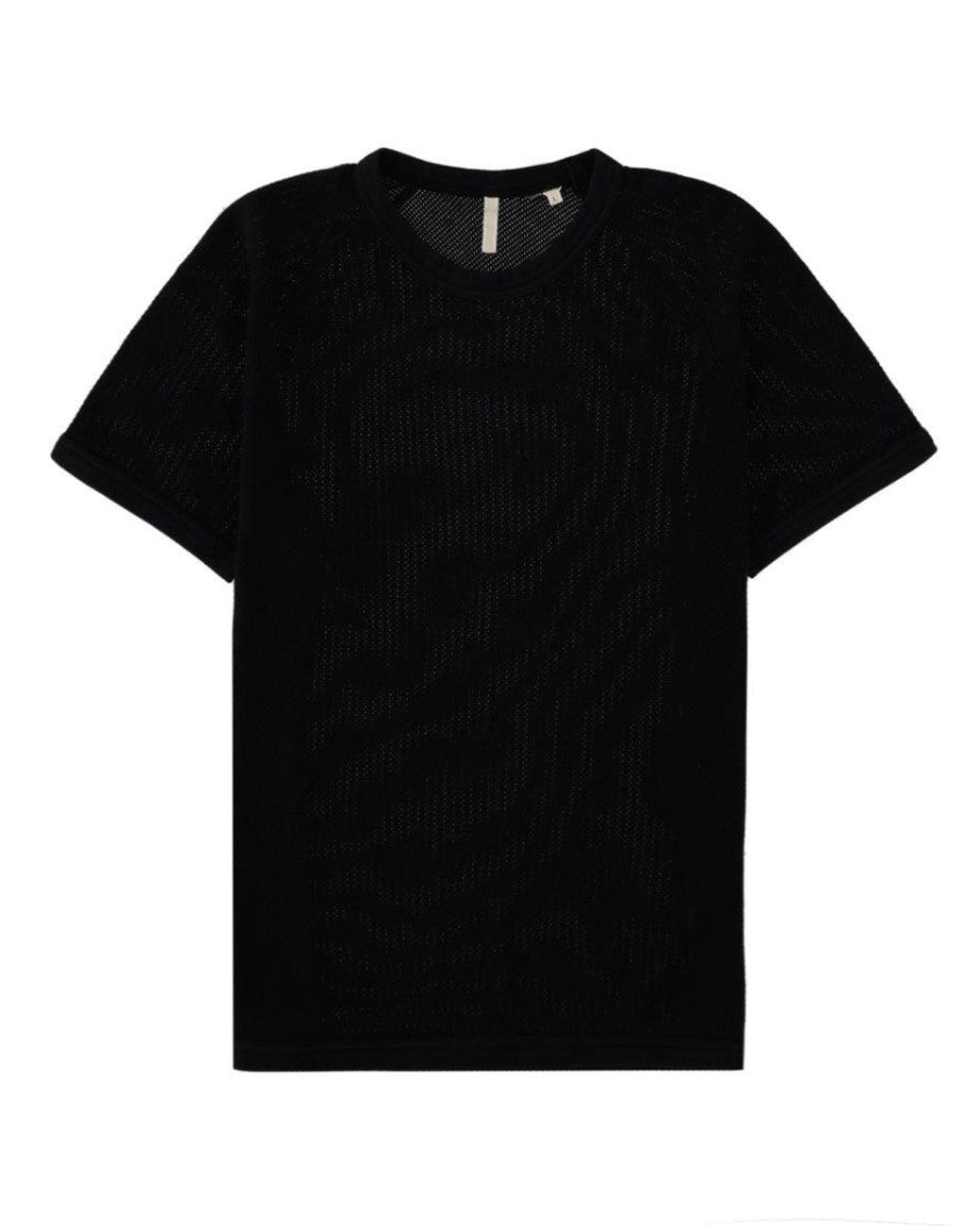sunflower Black Perforated Crew Neck T-Shirt for men