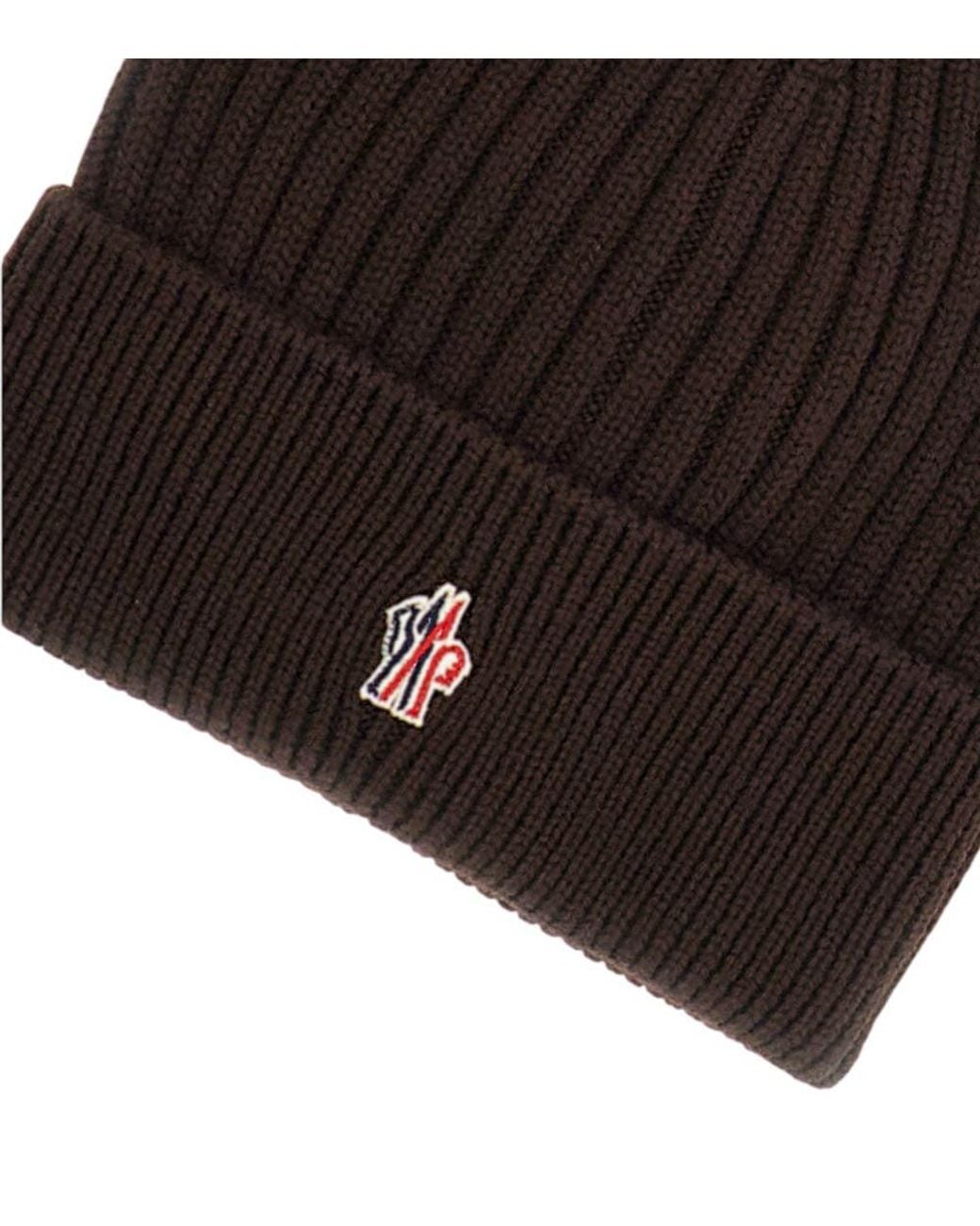 Moncler Brown Dark Logo Beanie Cap for men