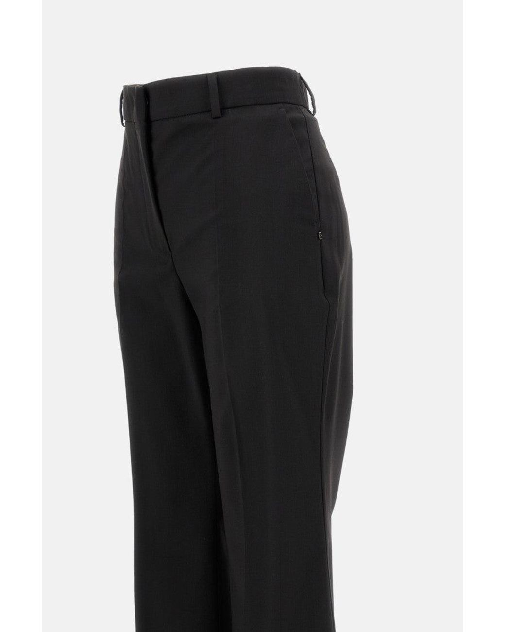 Sportmax Black Flared Tailored Trousers With High Waist And Dramatic Silhouette