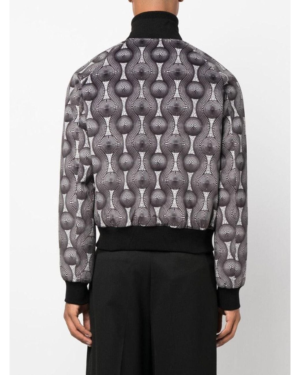 OZWALD BOATENG Gray Printed Velvet Bomber Jacket for men
