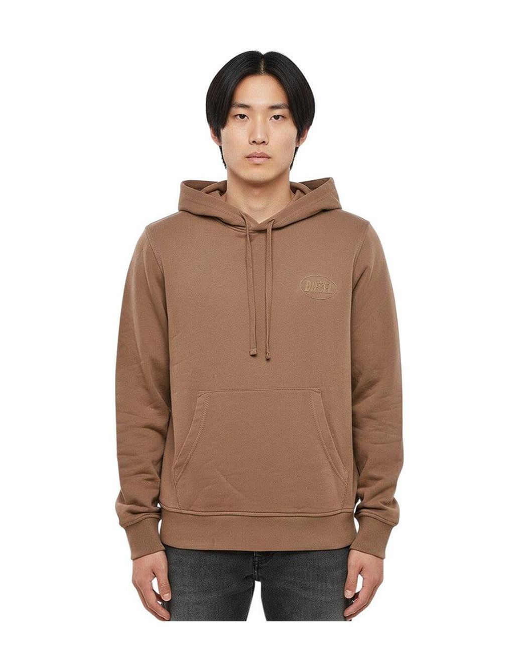 DIESEL Brown Logo Regular Hoodie for men