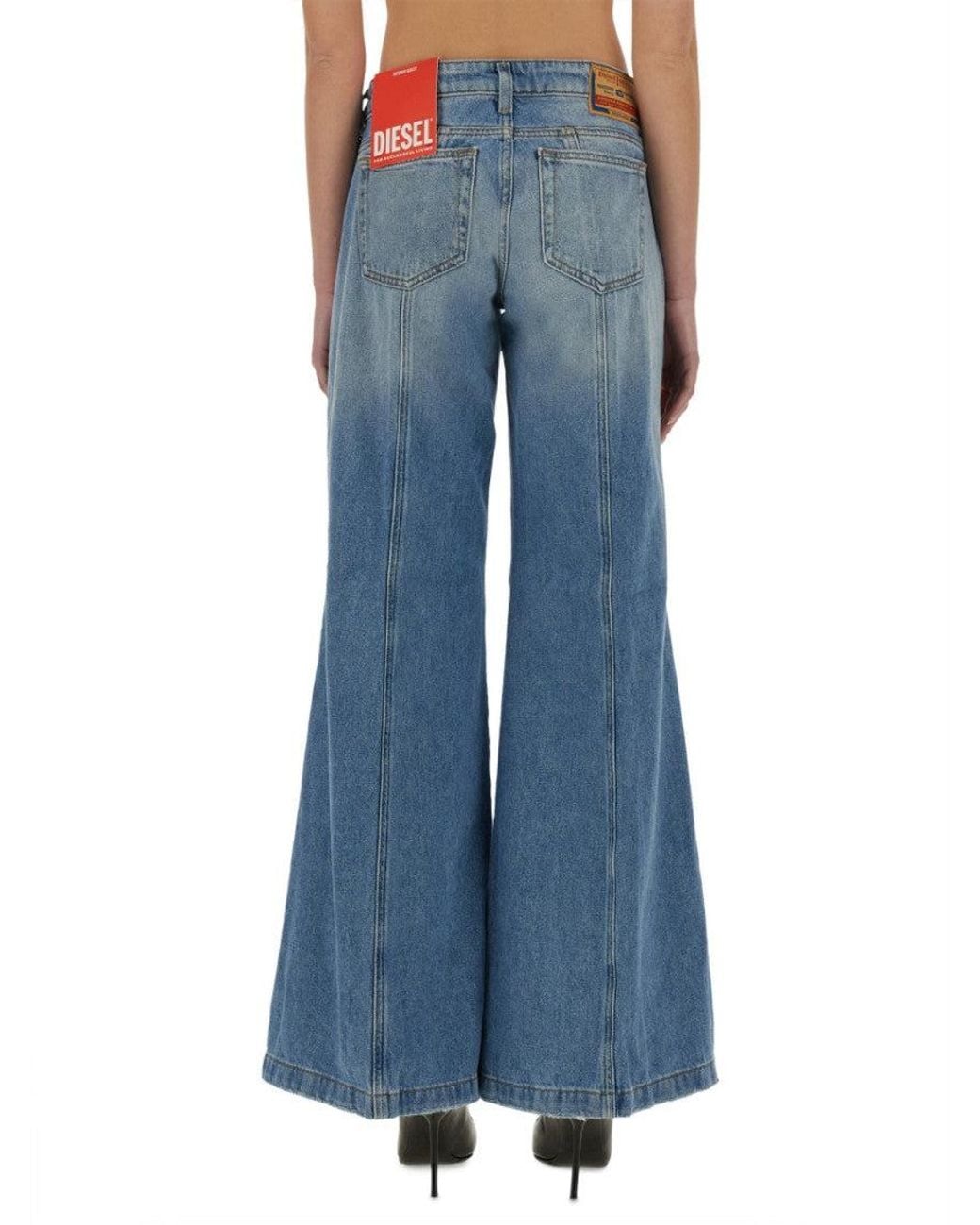 DIESEL Blue Denim Flared High Rise Jeans