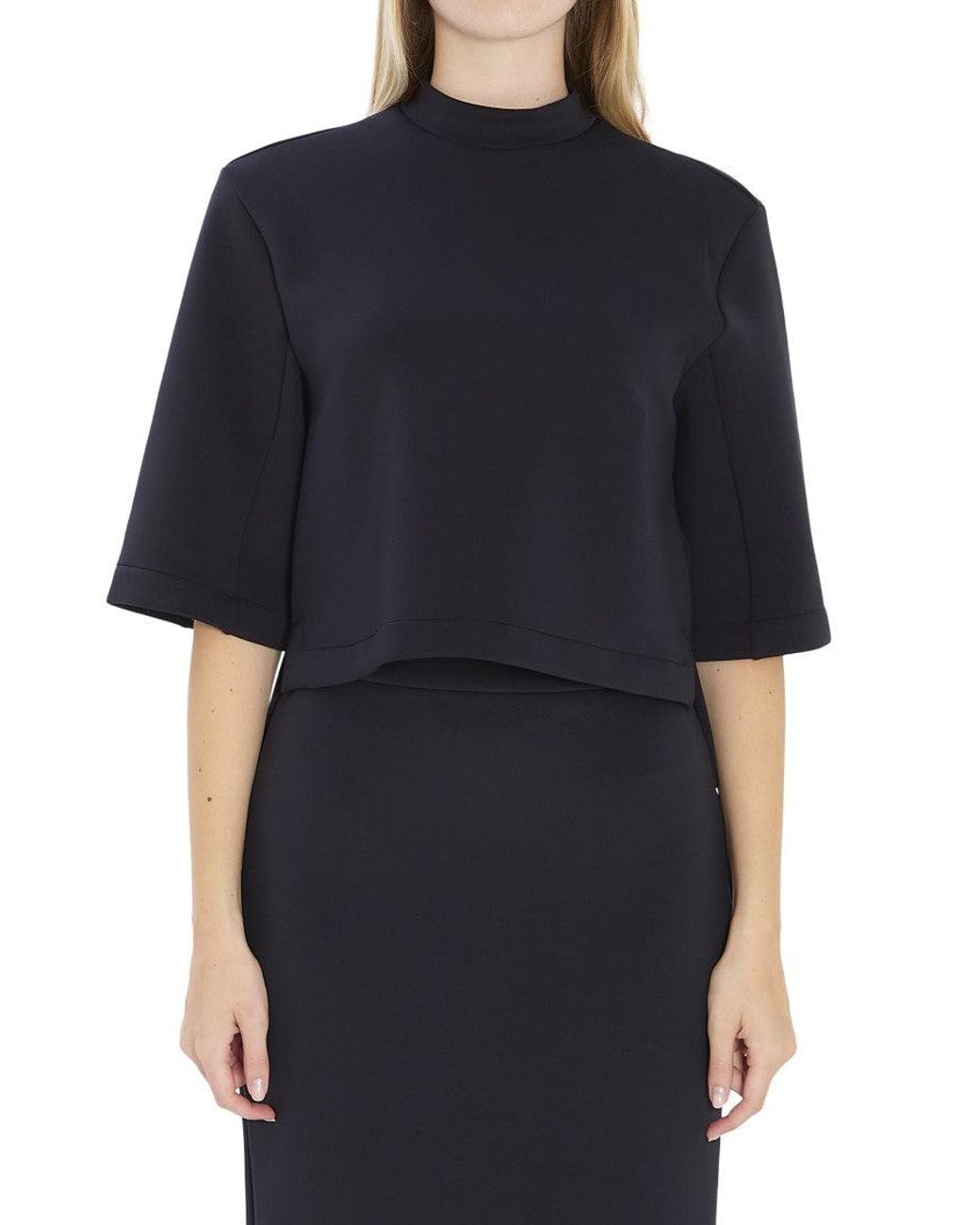 Moncler Black Mock Collar T-Shirt