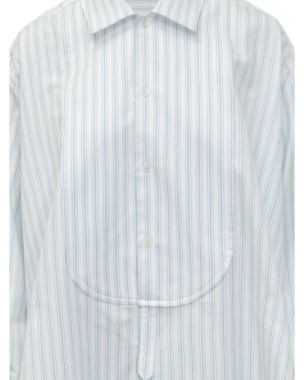 J.W. Anderson White Stripes Shirt Collar Midi Dress