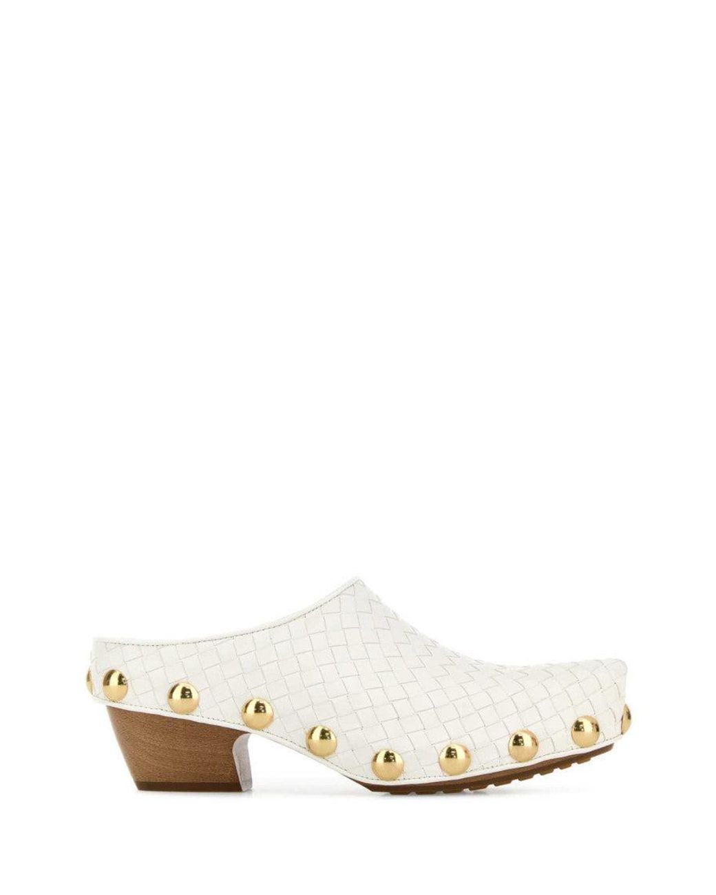 Bottega Veneta White Woven Mules