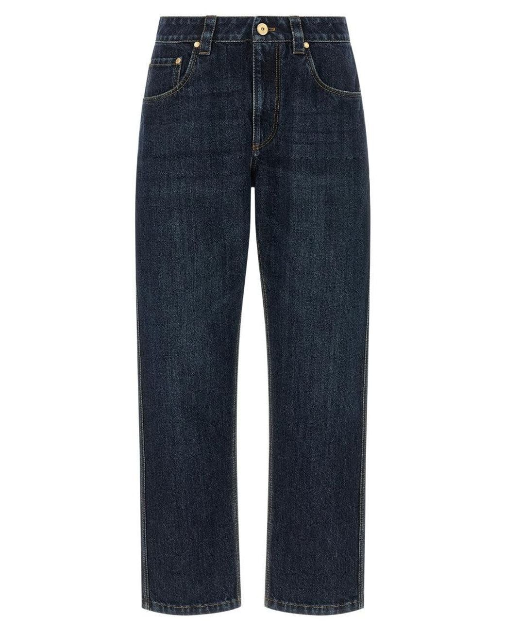 Brunello Cucinelli Blue Straight Mid Rise Jeans