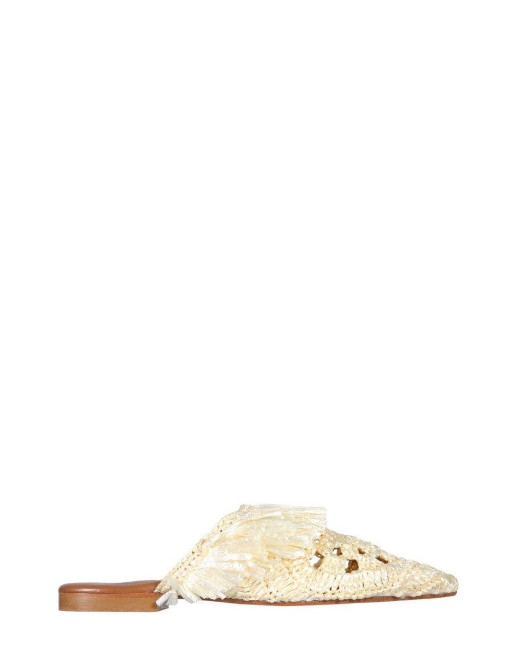 De Siena White Slip-On Sandals