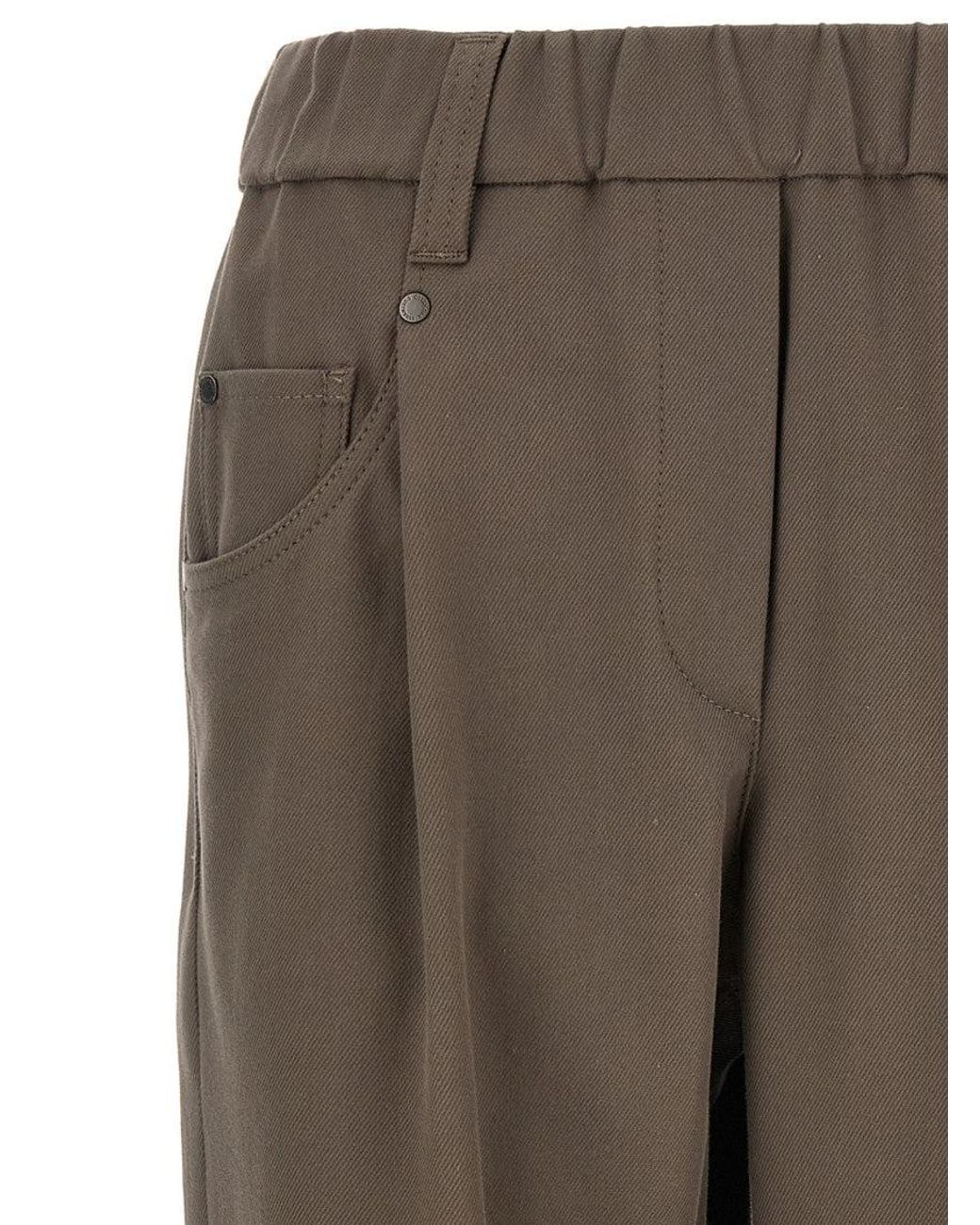 Brunello Cucinelli Gray Shiny Bartack Pants