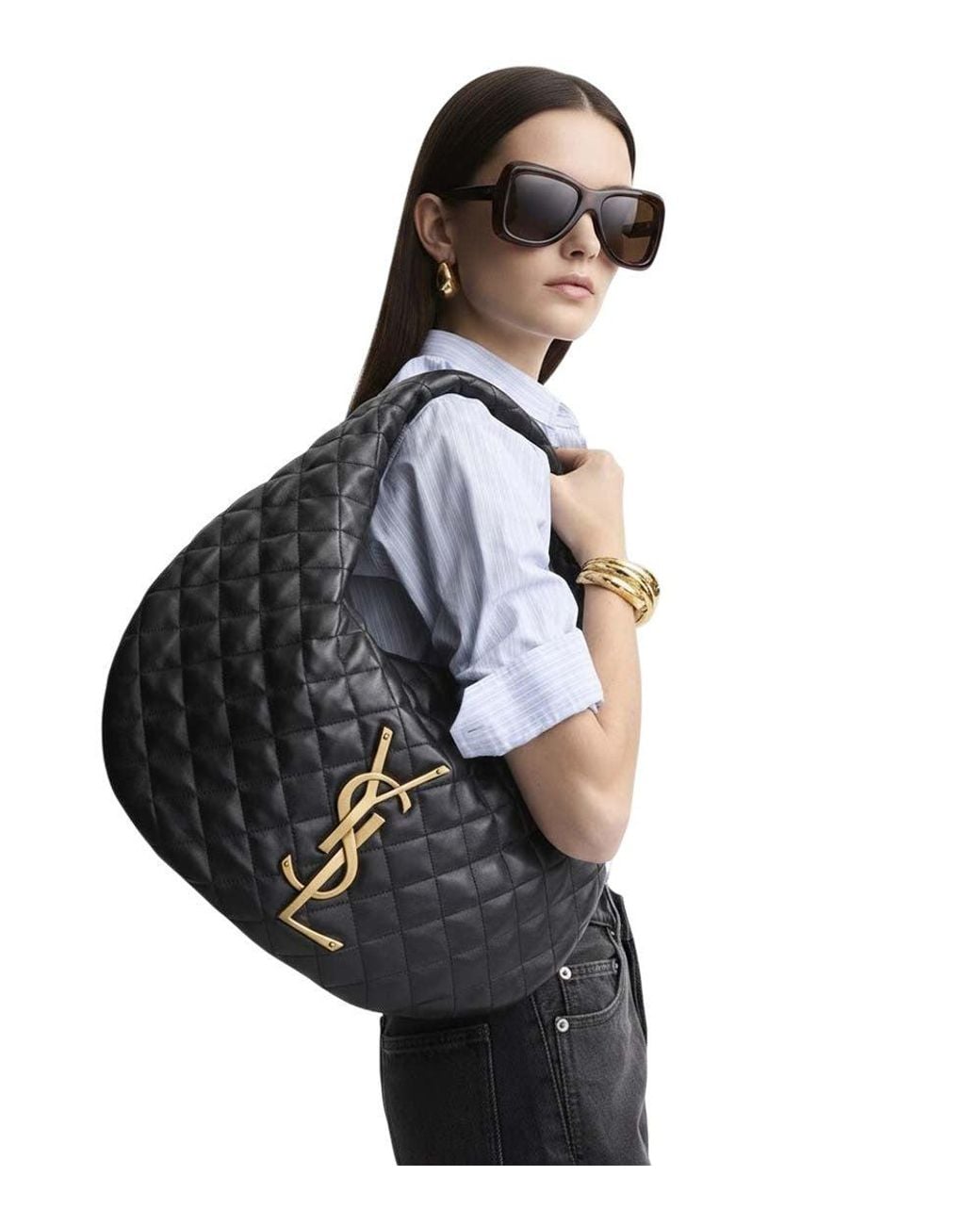 Saint Laurent Black Icare Large Hobo