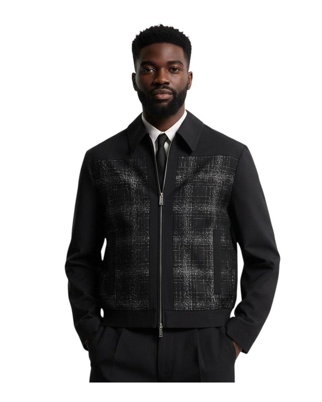 DSquared² Black Check Zip Up Jacket for men