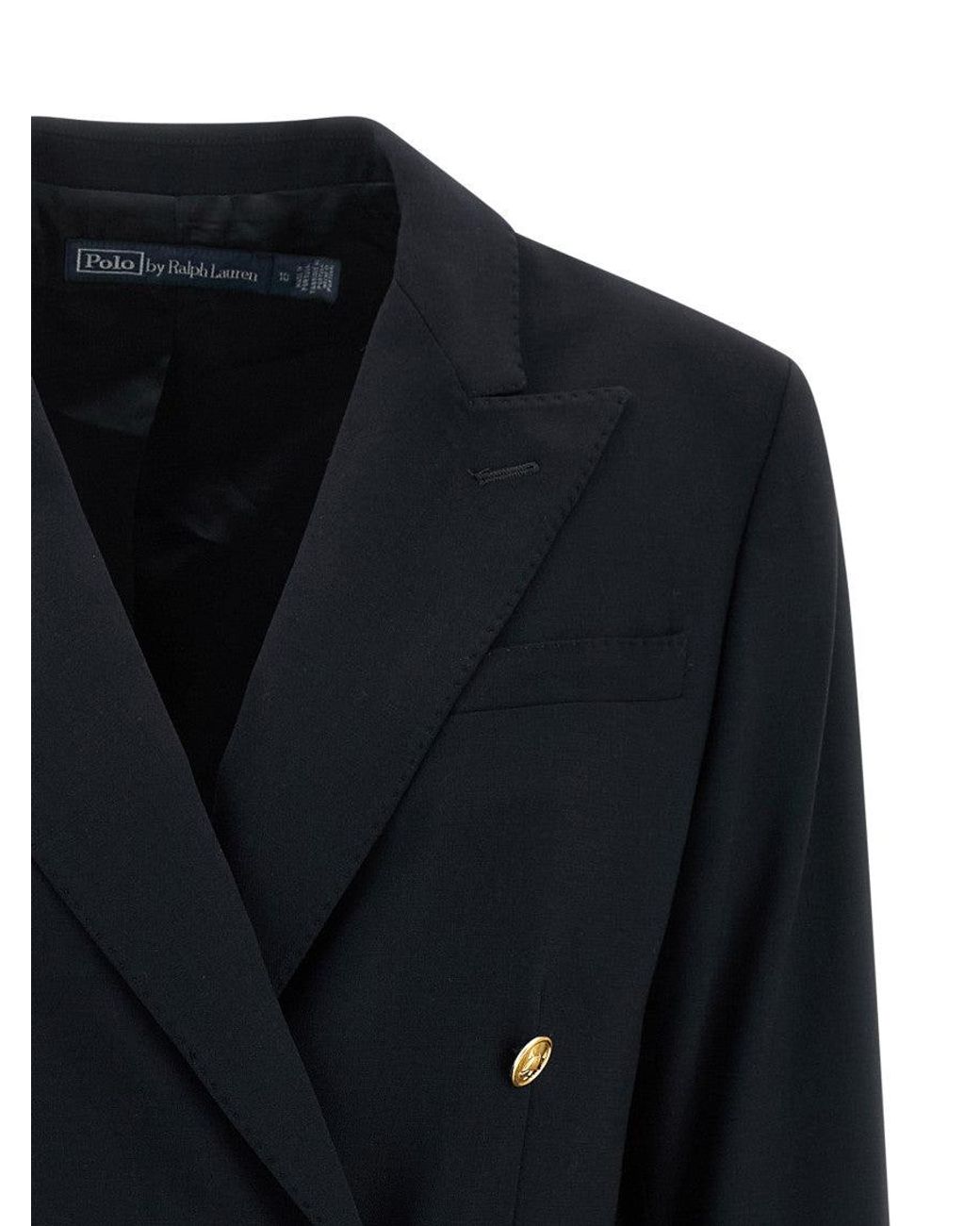 Polo Ralph Lauren Black Double-Breasted Wool Crêpe Blazer