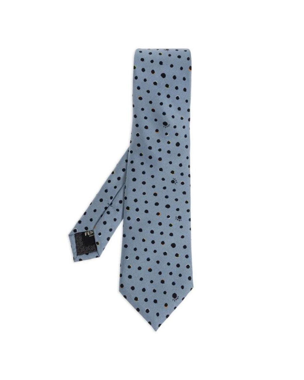 Fendi Blue Light Polka Dot Tie for men