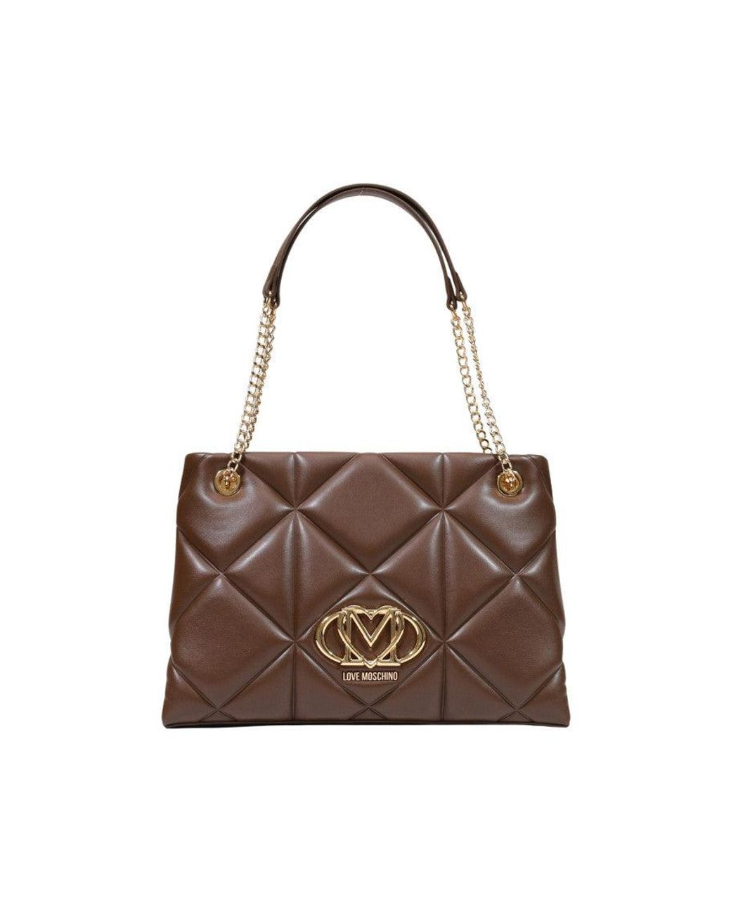 Love Moschino Brown Heart Logo Top Zip Tote