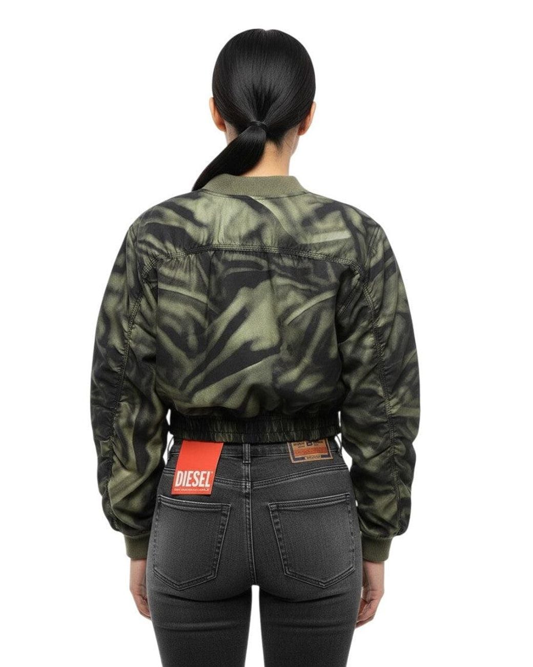 DIESEL Black Printed Mandarin Collar Jacket