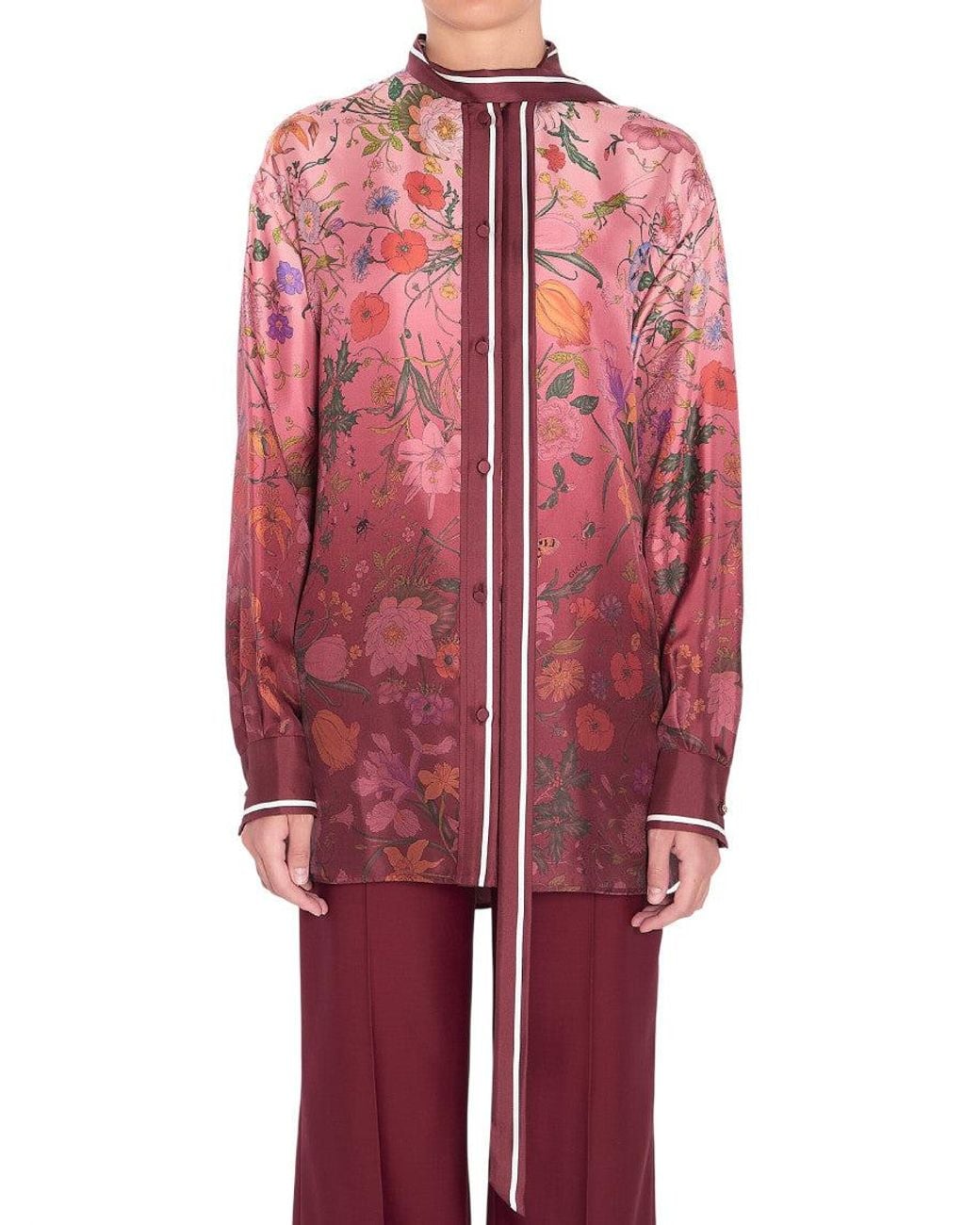 Gucci Red Loose Floral Shirt