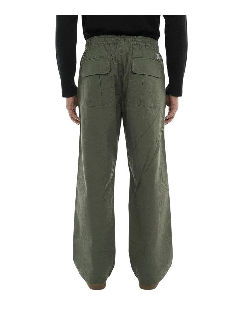 DIESEL Green Cotton Solid Track Pants for men