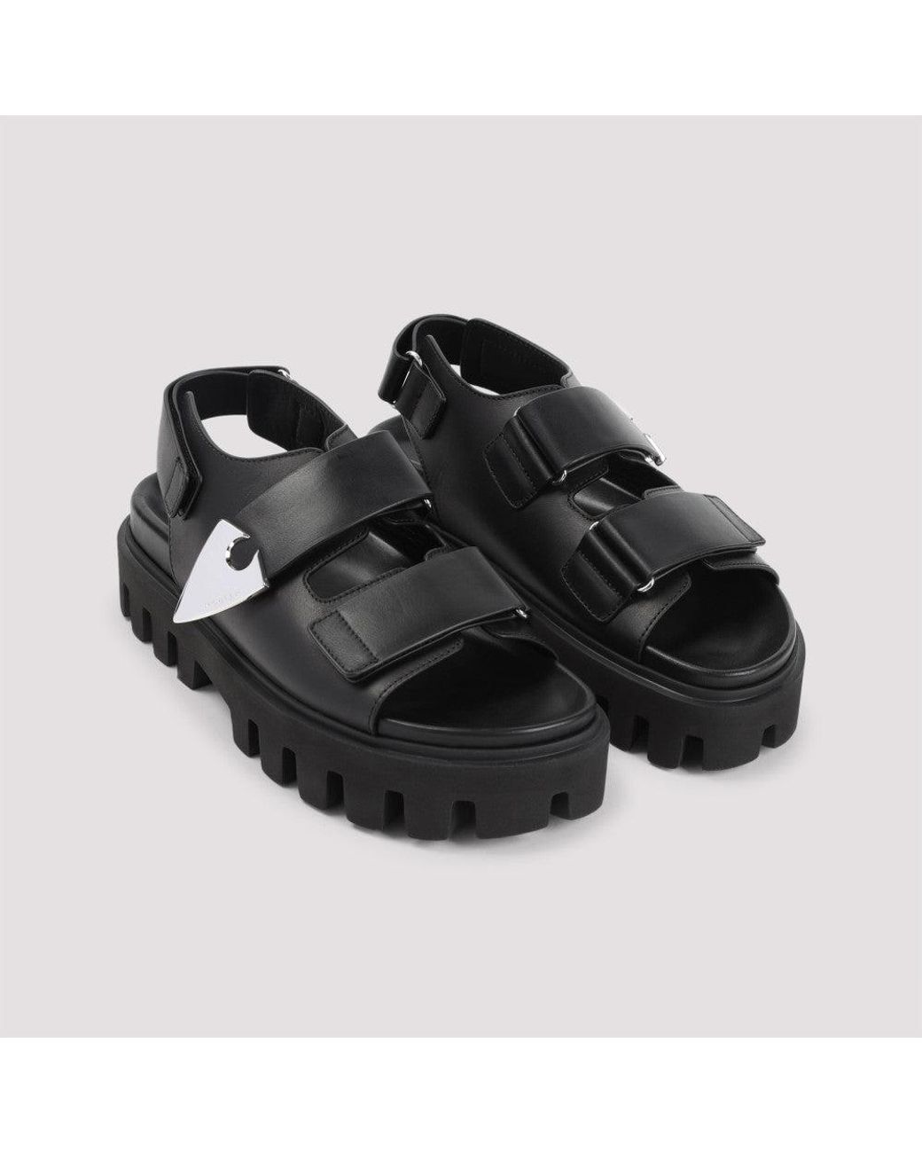 McQueen Black Leather Sandals