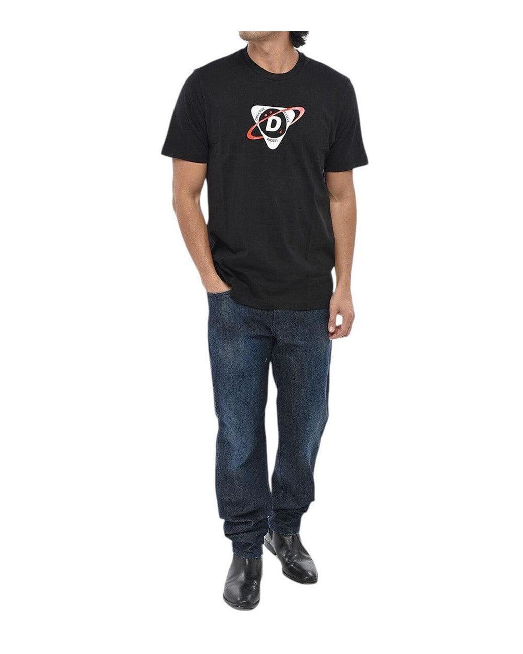 DIESEL Black Graphic Logo T-Shirt for men