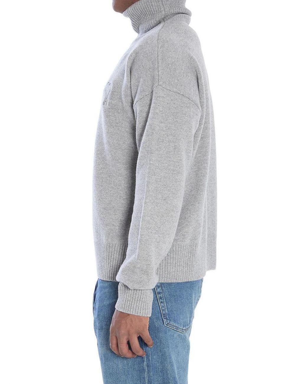 AMI Gray Ami De Coeur Turtleneck for men