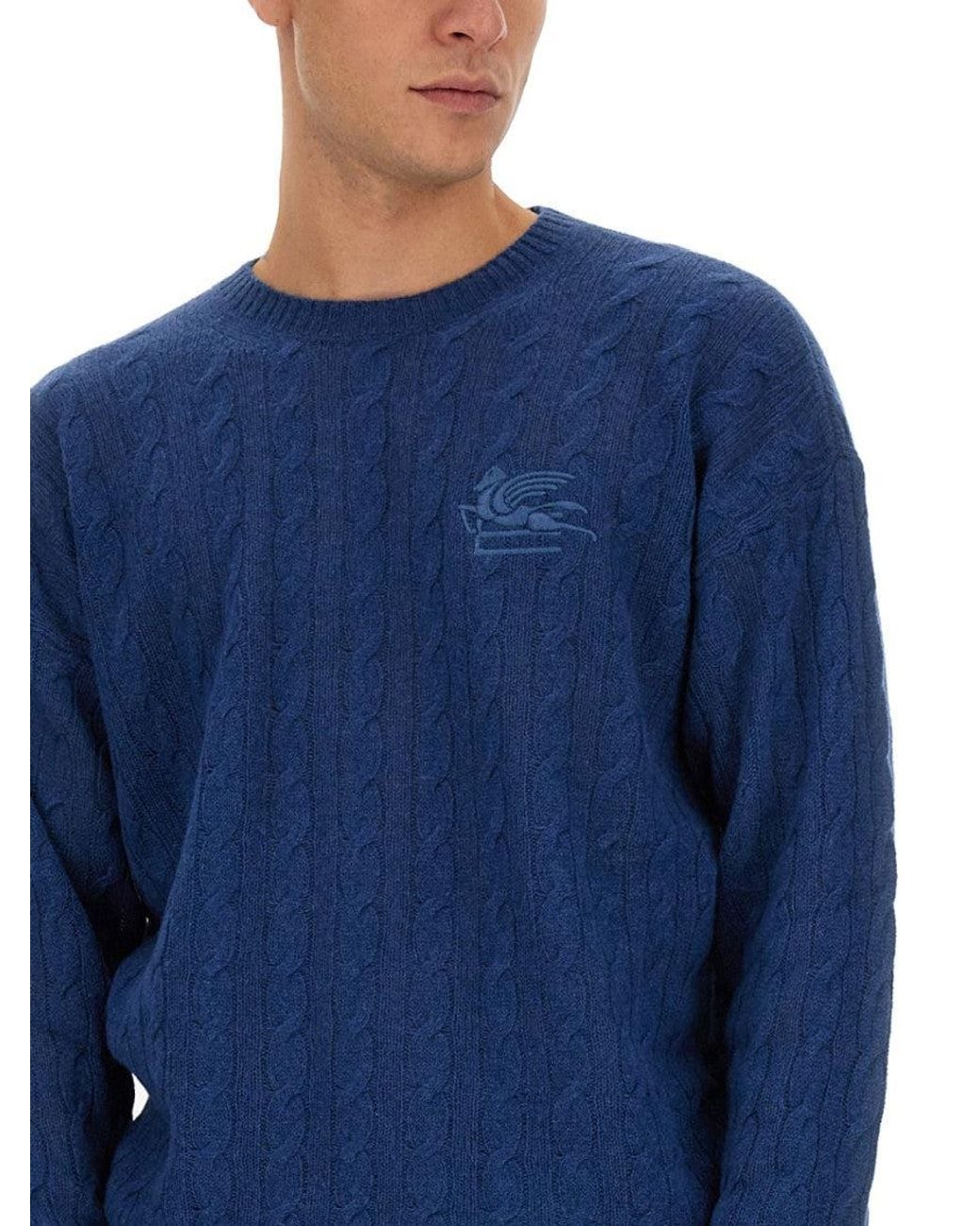 Etro Blue Regular Fit Cashmere Shirt for men