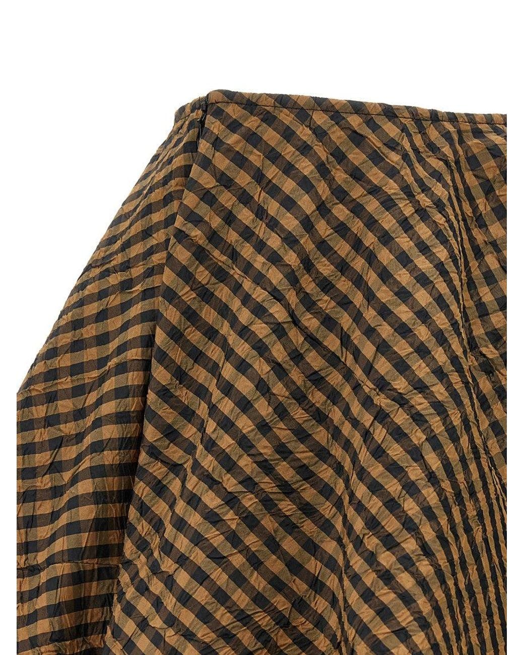 Ganni Brown 'Crinckled Taffetà' Skirt
