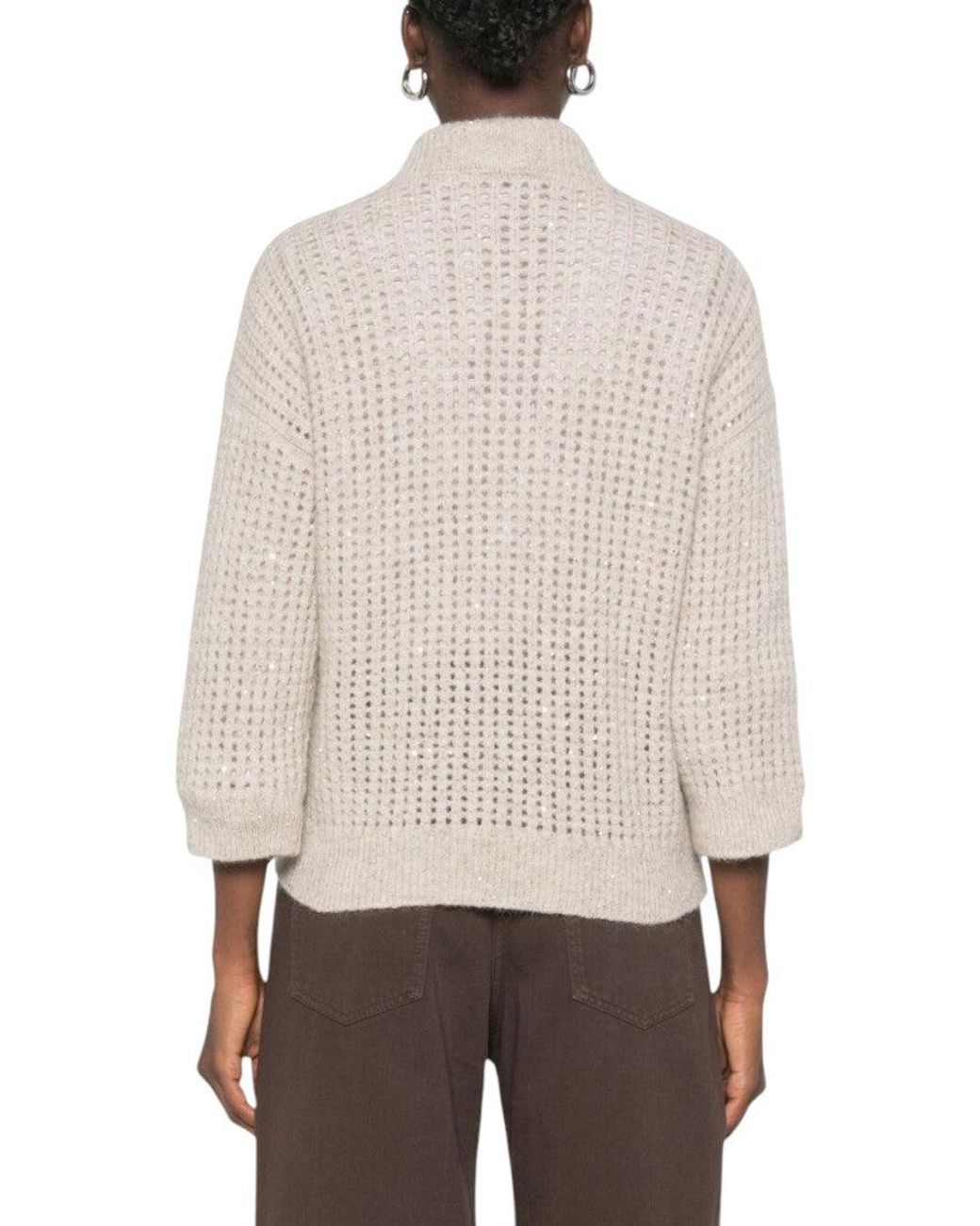 Peserico White Knitted Crew Neck Sweater