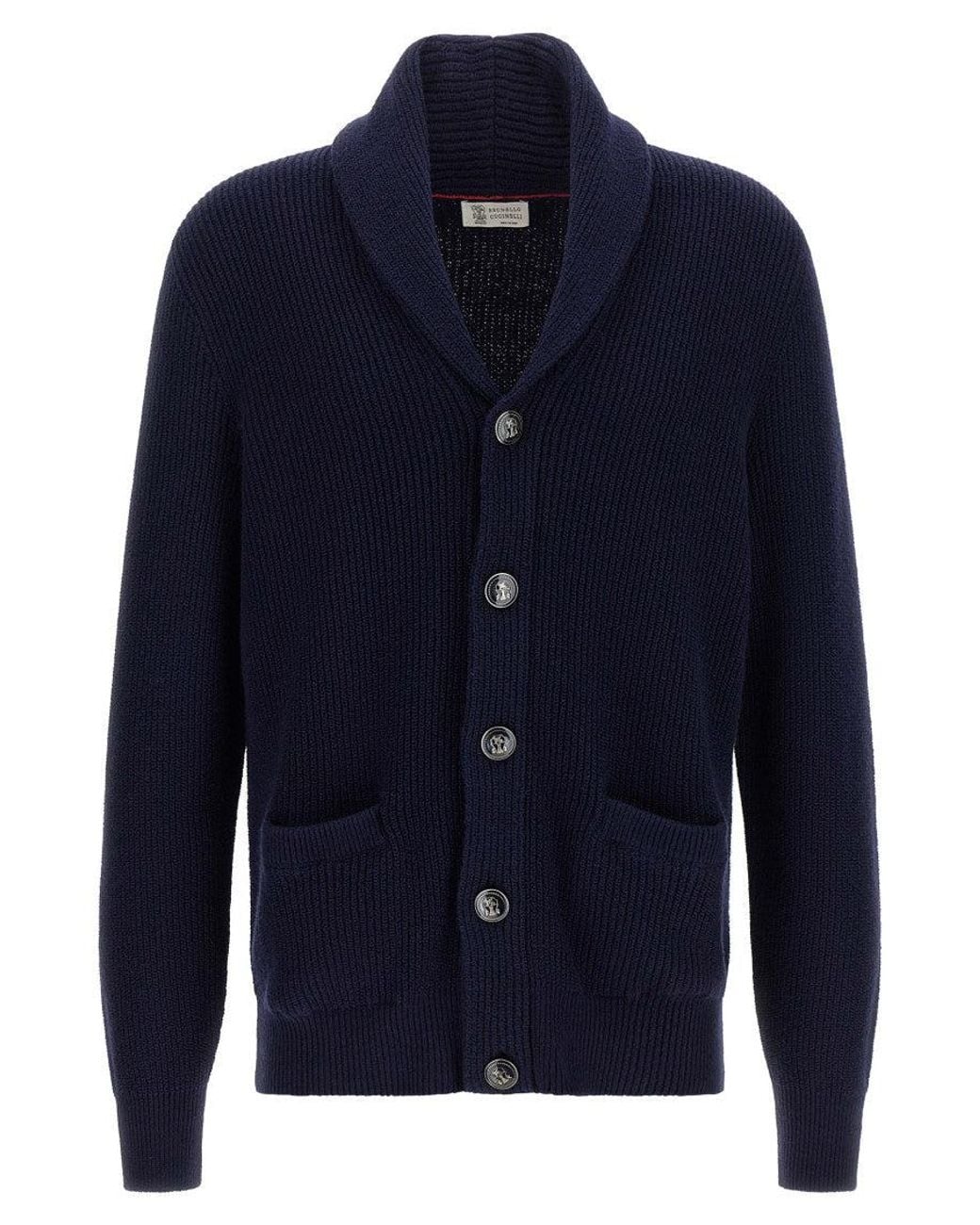 Brunello Cucinelli Blue Knitted Cardigan for men