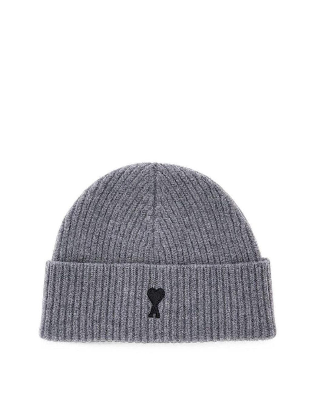 AMI Gray Light Logo Beanie Cap for men