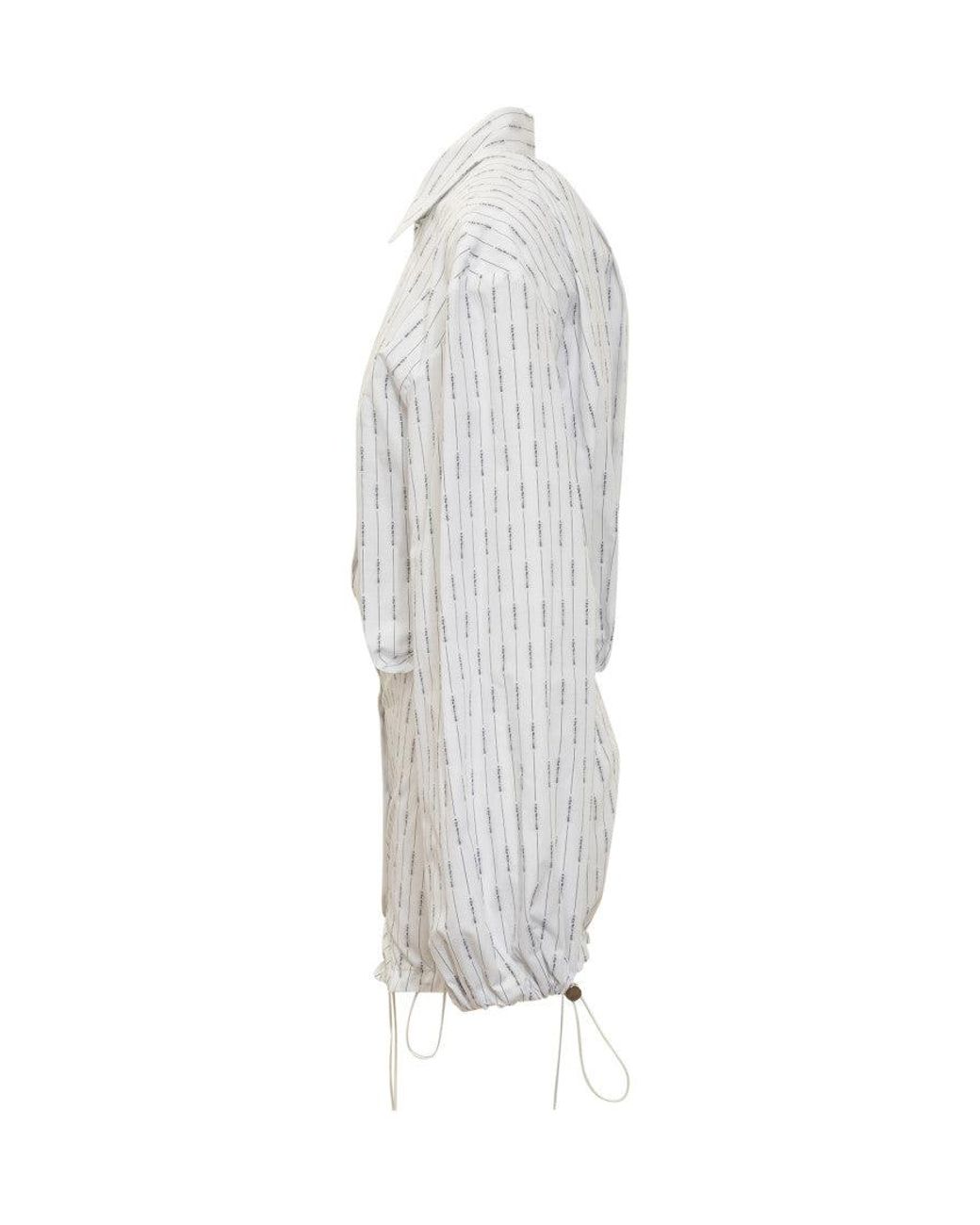 The Attico White Stripes Shirt Collar Mini Dress