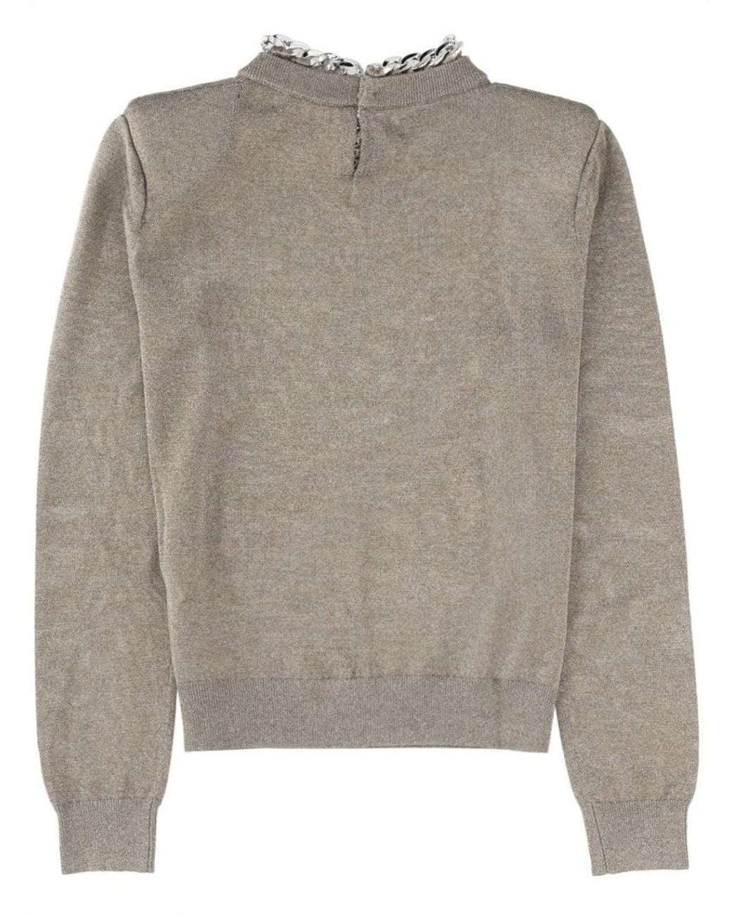 Circus Hotel Gray Embellished Crew Neck Sweater