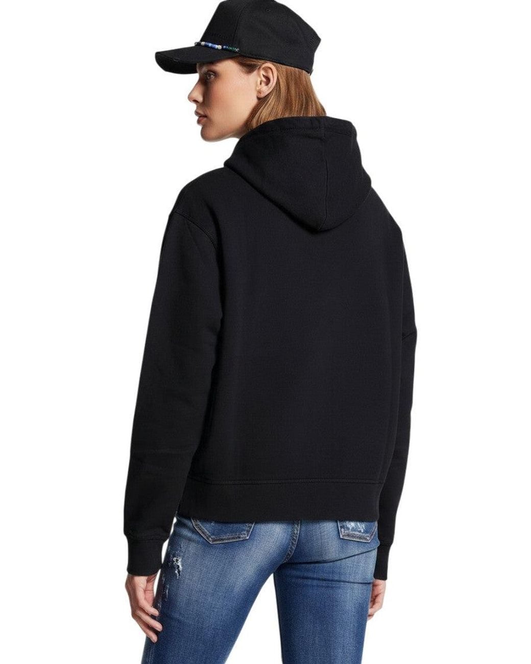 DSquared² Black Graphic Hood Sweatshirt