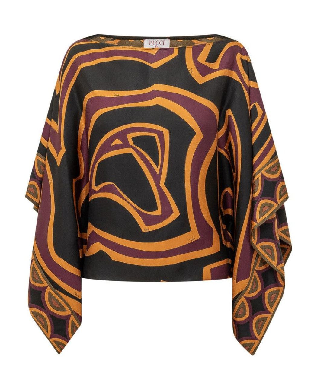 Emilio Pucci Multicolor Abstract Boat Neck Top
