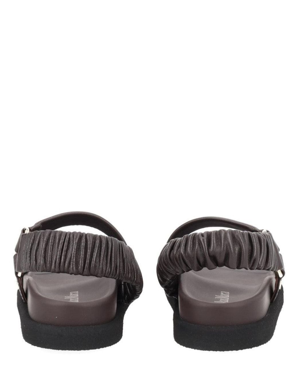 Max Mara Brown Macro Leather Sandals