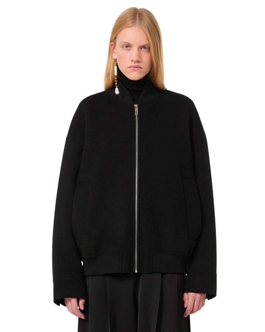 Sportmax Black Mock Collar Jacket