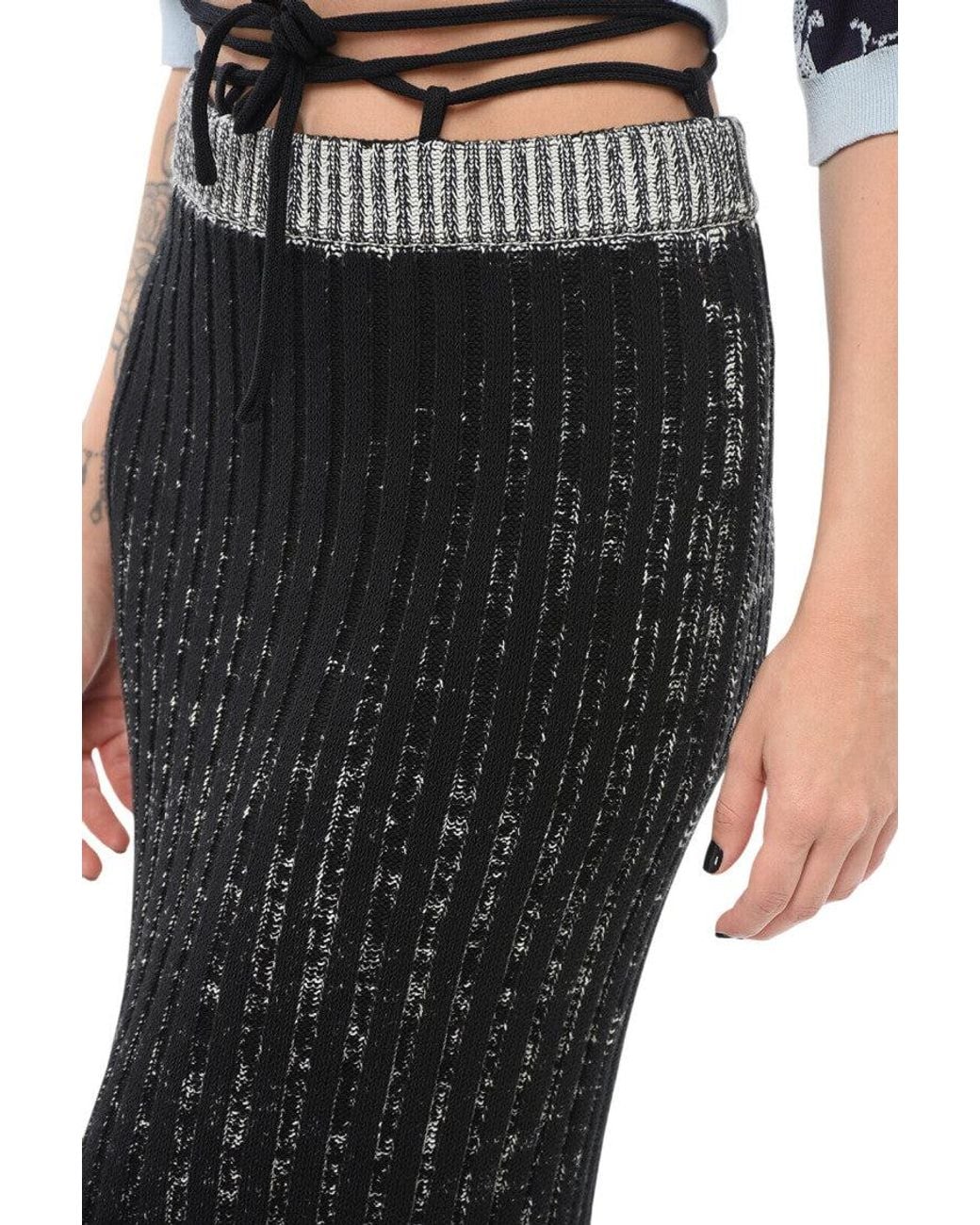 Acne Black Textured Calf Length Skirt