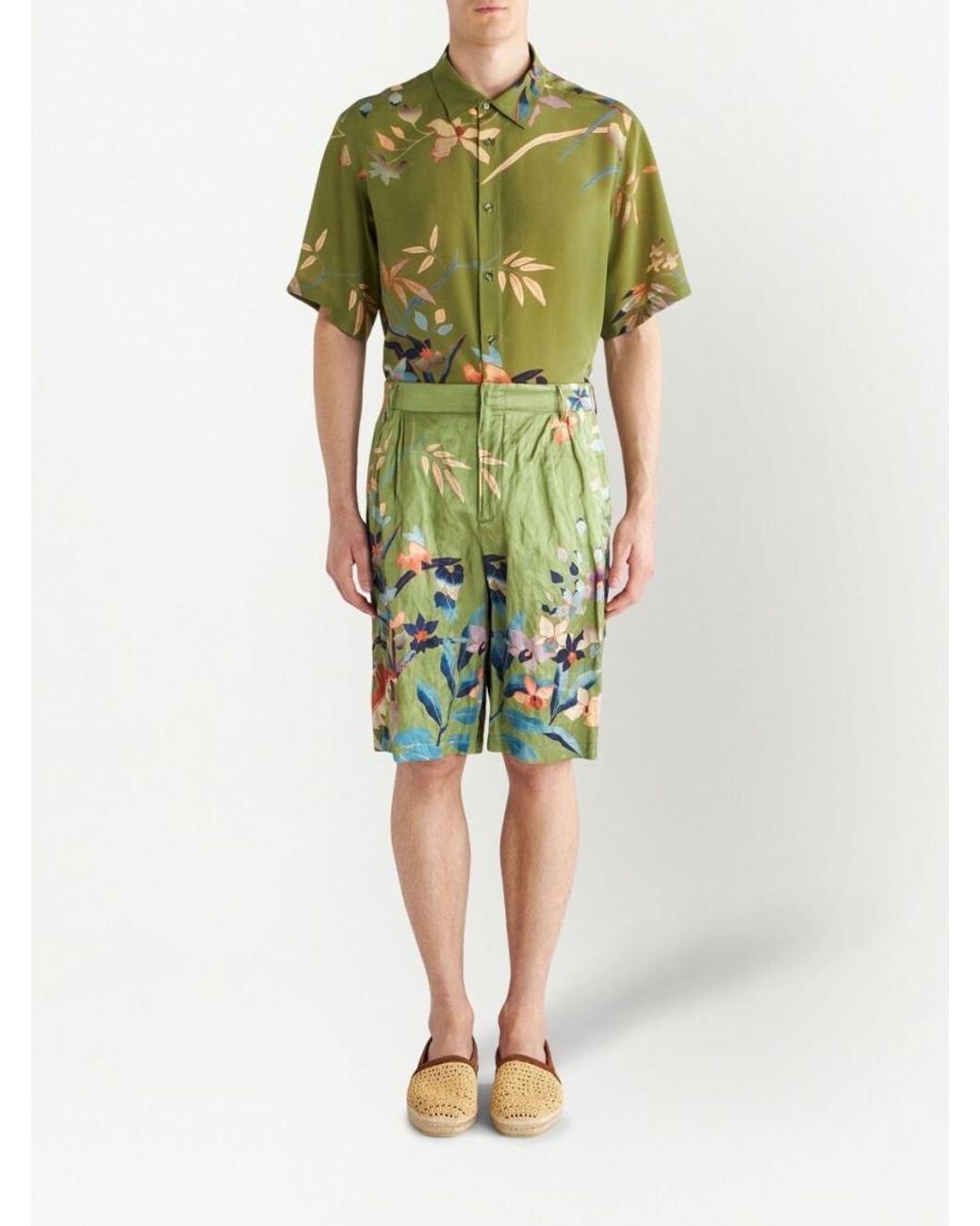 Etro Green Printed Shorts for men