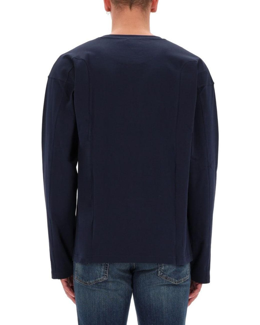 DIESEL Blue Solid Crew Neck T-Shirt for men
