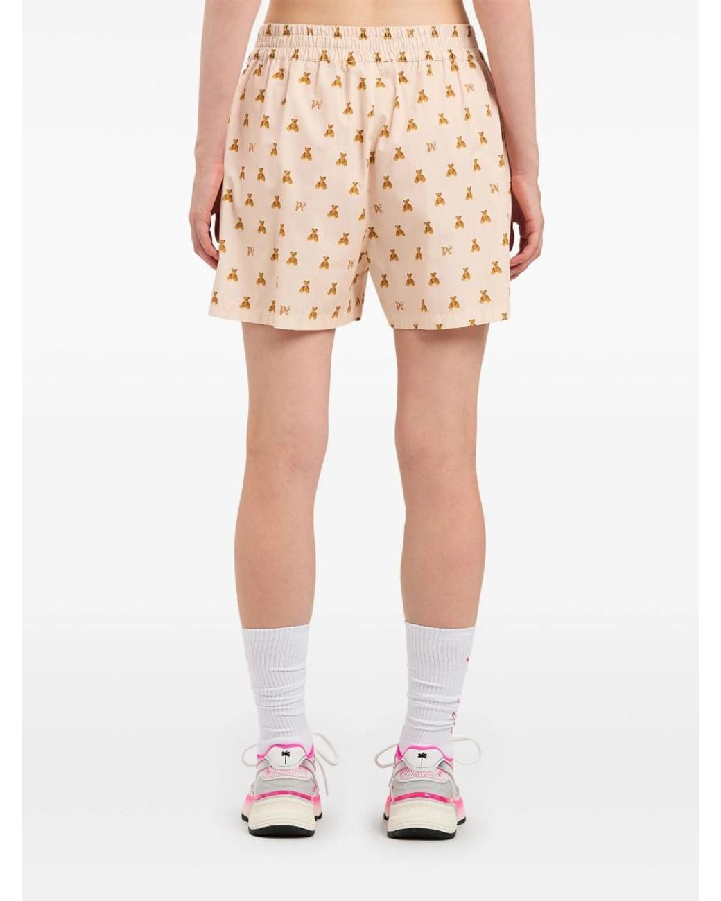 Palm Angels Natural Mini Bear Monogram Shorts