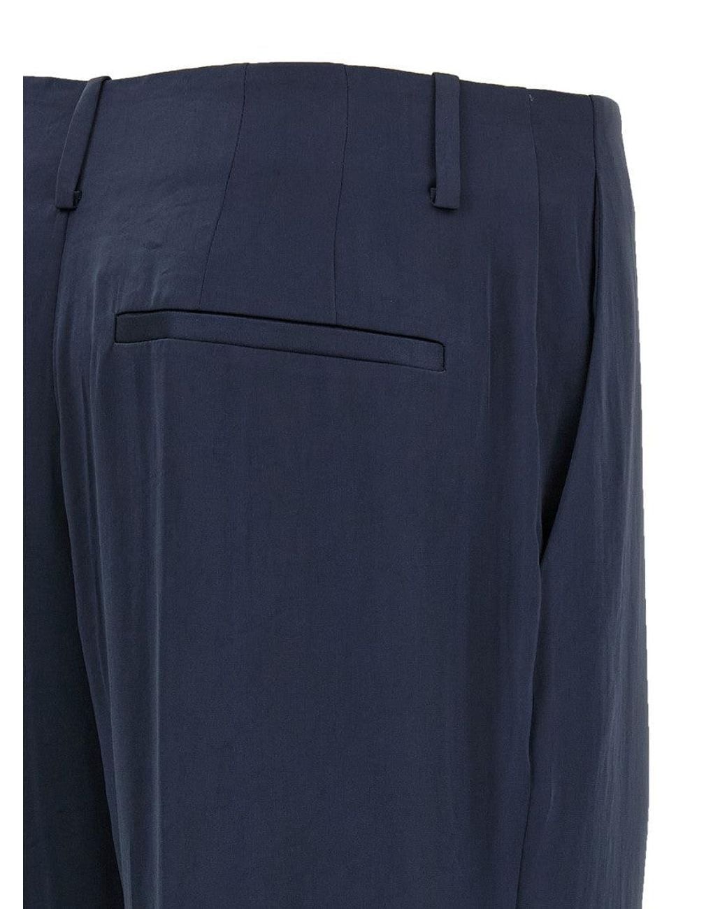Theory Blue Silk Effect Trousers