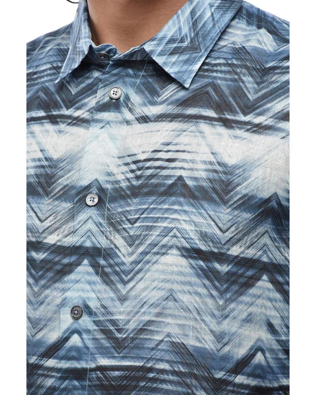 Missoni Blue Regular Printed Shirt for men