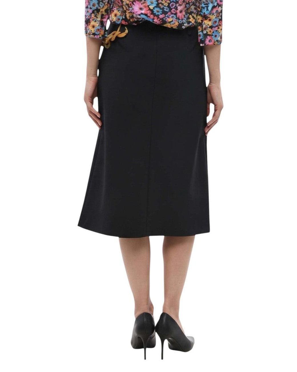 Stella McCartney Black Solid Midi Skirt