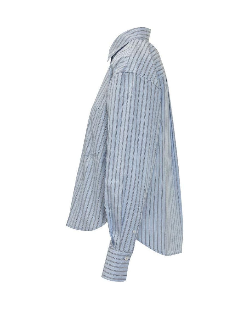 Victoria Beckham Blue Relaxed Stripes Shirt