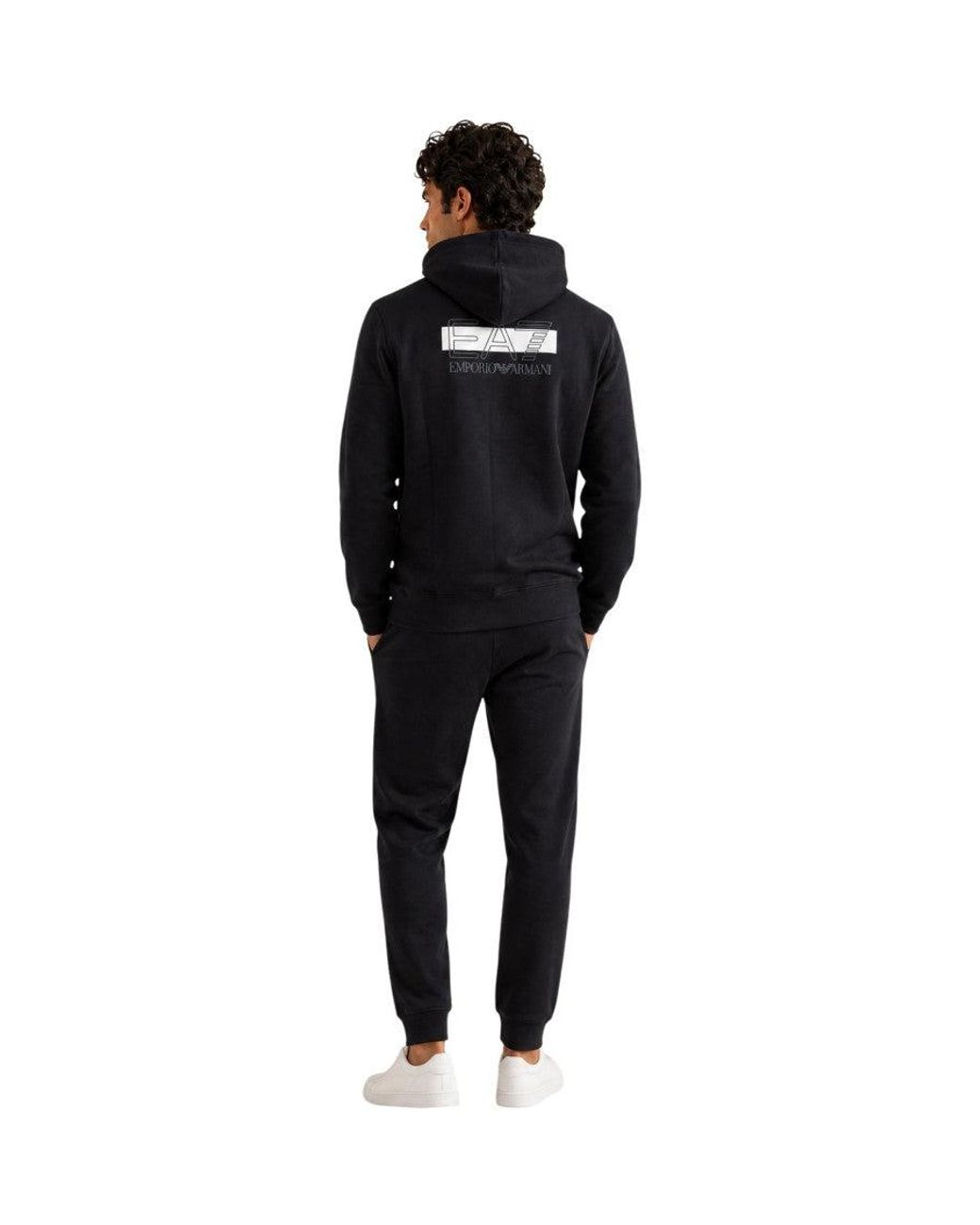 EA7 Black Regular Logo Tracksuit for men
