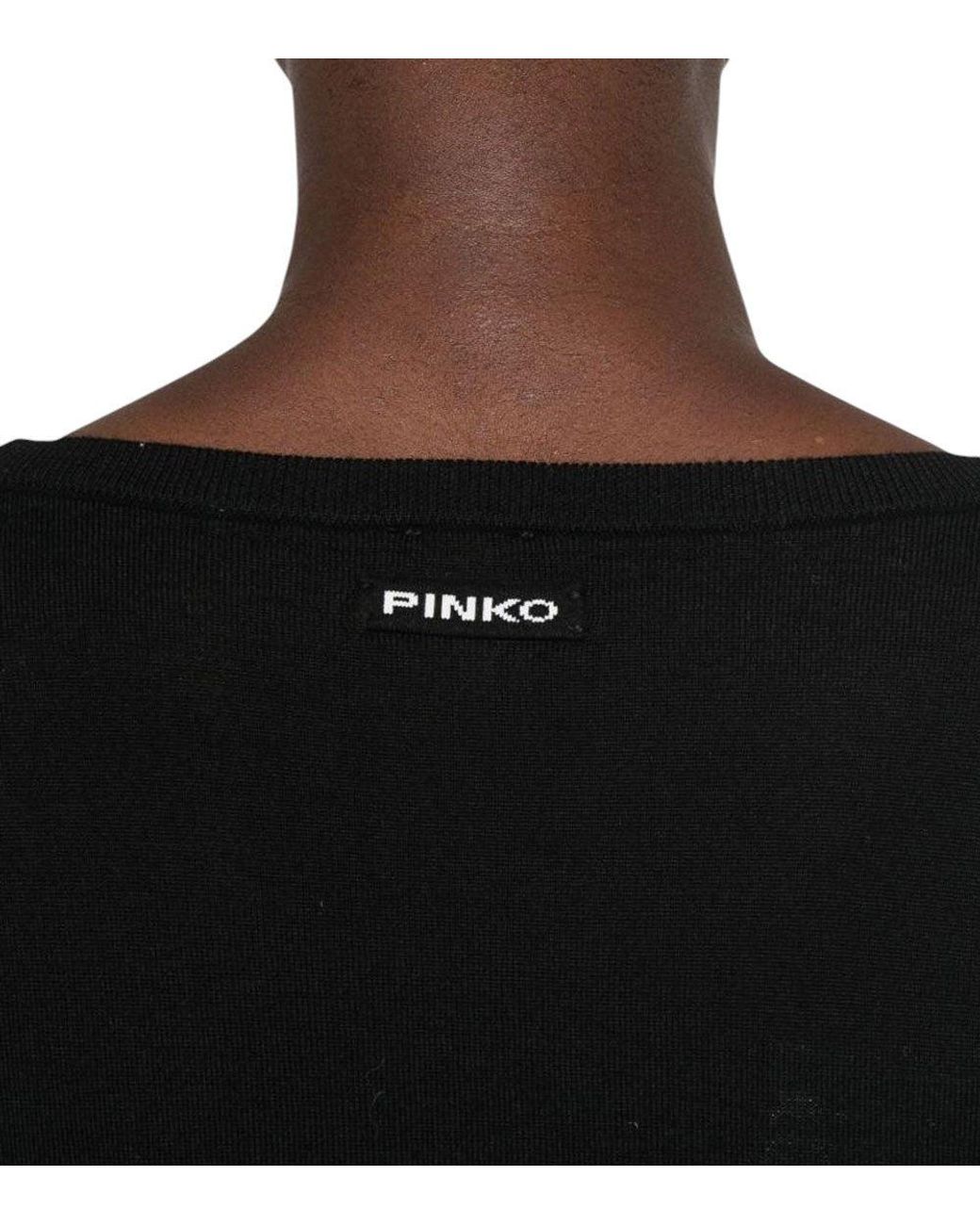 Pinko Black Floral Round Neck Sweater