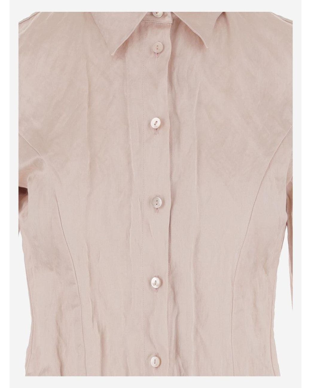 Blumarine Pink Crinkled Satin Shirt