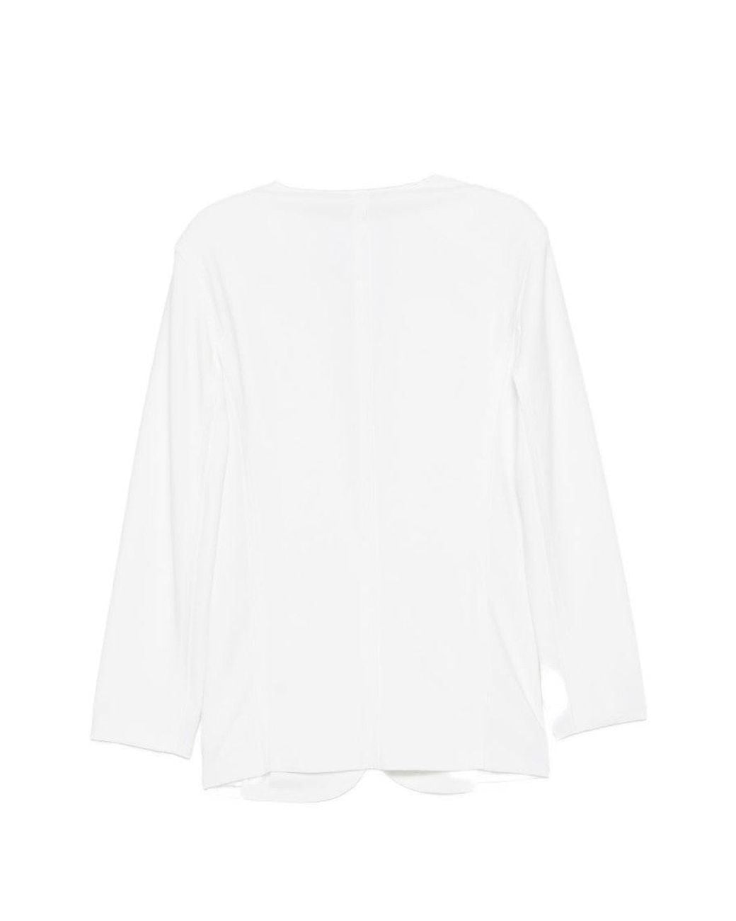 Norma Kamali White Solid Notched Lapel Blazer