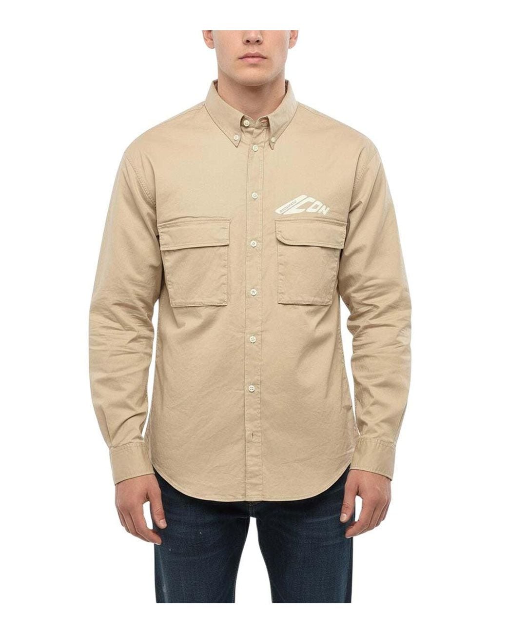 DSquared² Natural Regular Logo Shirt for men