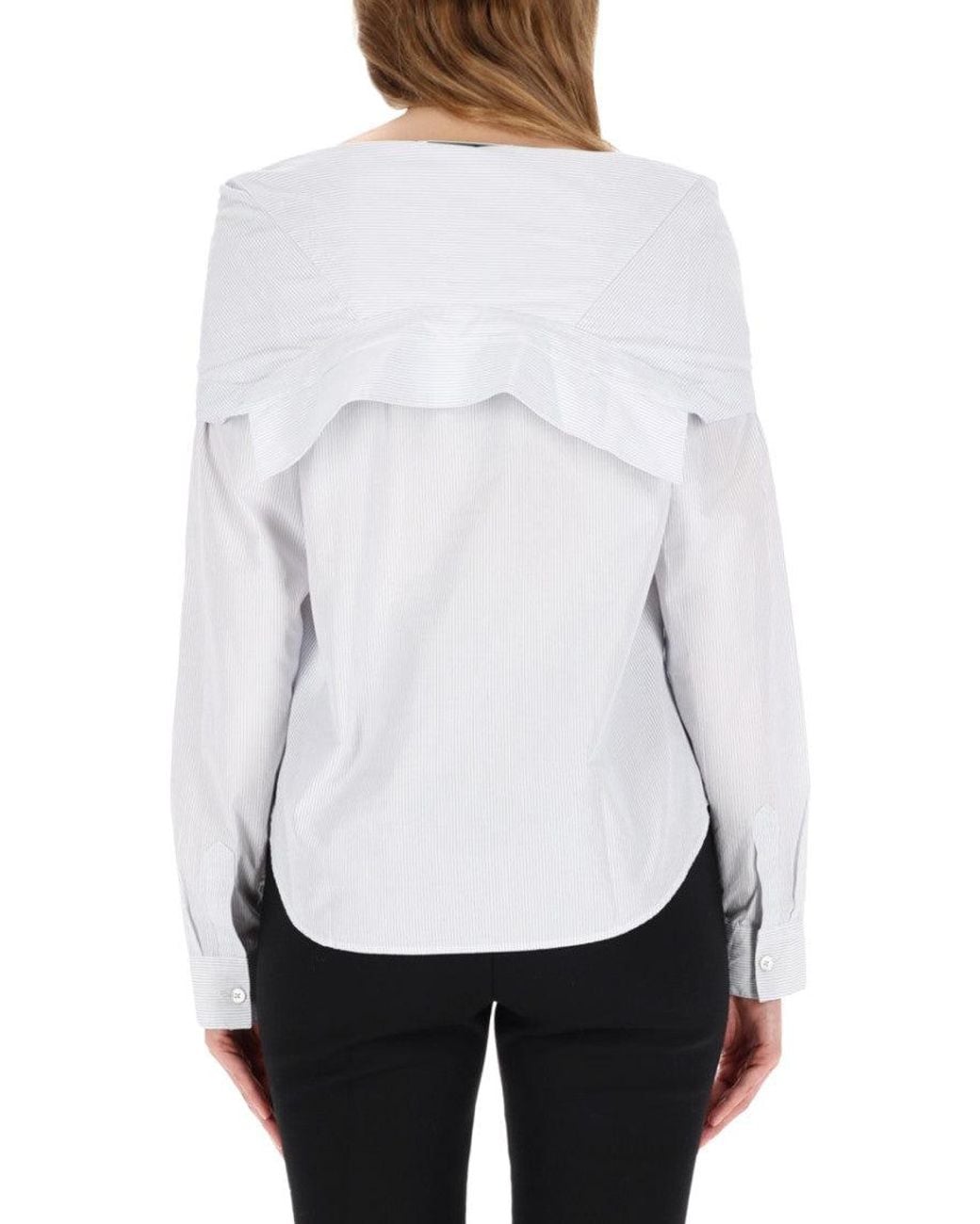 Our Legacy White Off-Shoulder Cotton Shirt With Wide Collar